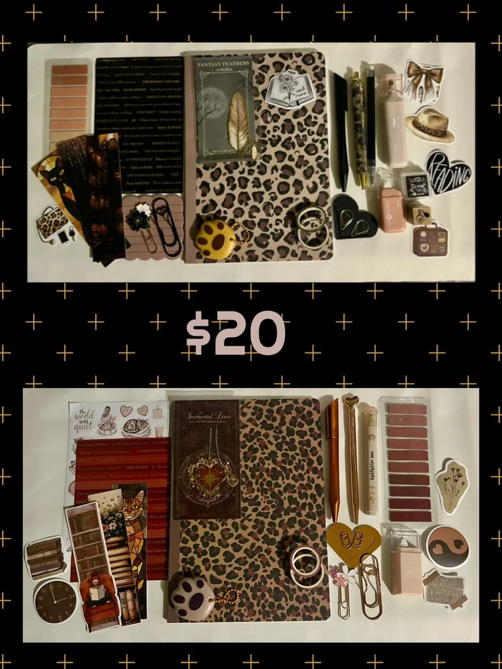 Leopard Print Notebook & Pink Brown Stationery Set